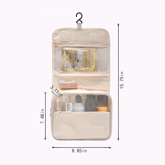 ANIS·KEAAR Waterproof Hanging Toiletry Bag for Travel | Cosmetic Organizer with Hook | Portable Makeup Bag for Women and Men (Light Blue)