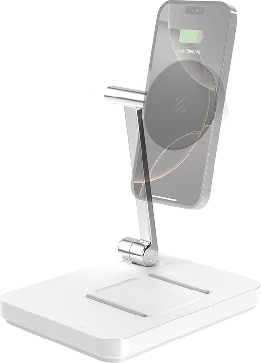 Scosche MagicMount Base MS Foldable Fast Wireless Charging Station for Desk, Phone Charger for MagSafe iPhone 16/15/14/13/12/AirPods Pro with Apple Watch Charger Stand