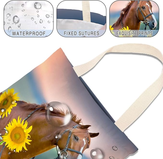 Car Trash Bag Hanging No Snap Small Garbage Bag for Car Back Seat Cute Printed One-handed Strap Trash Bags Car Accessories-Horse Sunflower Car Trash Bags