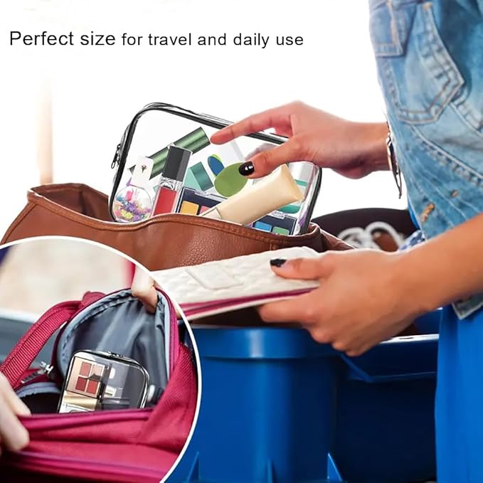 Clear Travel Toiletry Bag, TSA Approved Travel Bags for Toiletries, Quart Size Travel Bag Carry on Airport Airline Compliant Bag, Waterproof Cosmetic Makeup Bag for Women Men (Black)