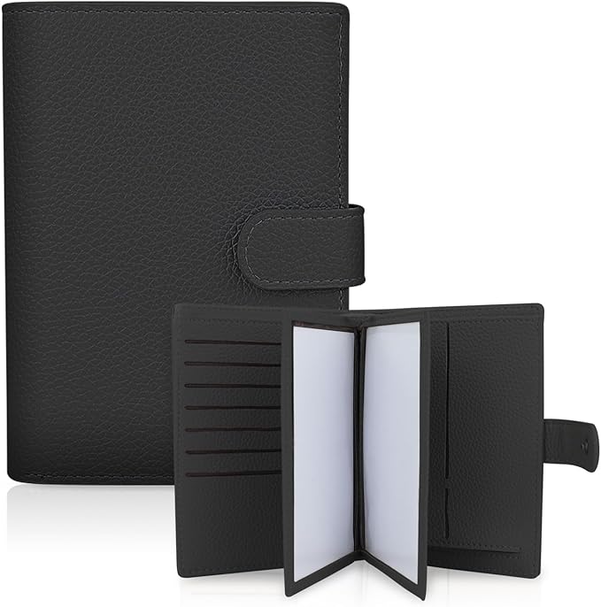 FuninCrea Passport Wallet with 22 Card Slots, Faux Leather Passport Holder for Travel Portable Travel Wallet for Women and Men (Black)