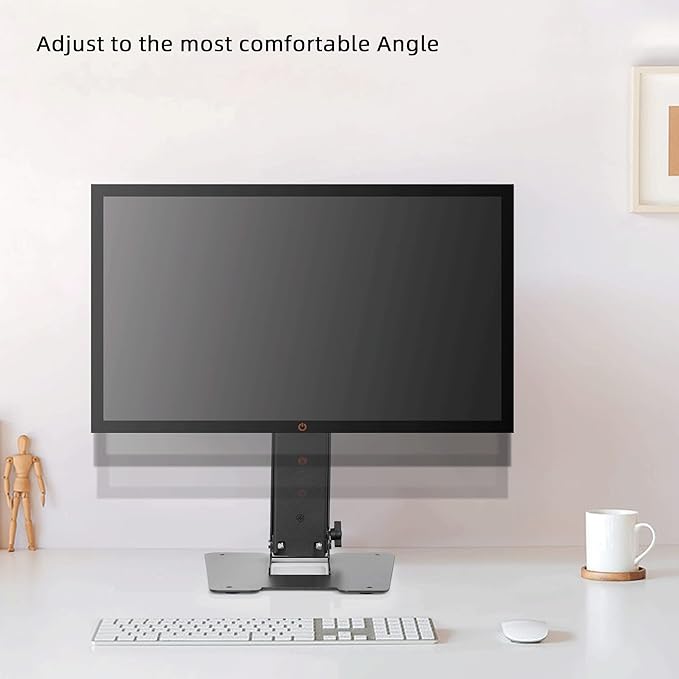 WEARSON Folding Monitor Stand - Height Adjustable Vesa Monitor Stand, Tilt, Rotation Free Standing Low Profile Desk Mount for Single Monitor up to 28 inch Screens Upgrade WS-03T