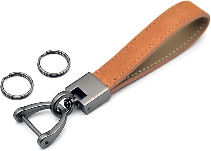 MECHCOS Car Key Fob Keychains Genuine Leather Keys Chain Holder for Men and Women with D-Ring, Screwdriver, Key Rings and 360 Degree Rotatable Swivel, Brown