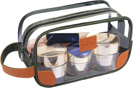 Lermende Toiletry Bag, Clear Shaving Dopp Kit for Men Travel Toiletry Bag with Hand Strap Unisex Bathroom Toiletries Organiser