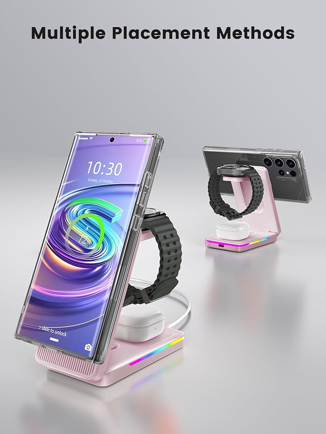 Magnetic Wireless Charger for Samsung Galaxy S26 Ultra, 3 in 1 Wireless Charging Station for Samsung Watch 8, Travel Foldable MagSafe Charger Stand for Android S25 Ultra/Z Fold/Z Flip 7, Buds 4 Pro