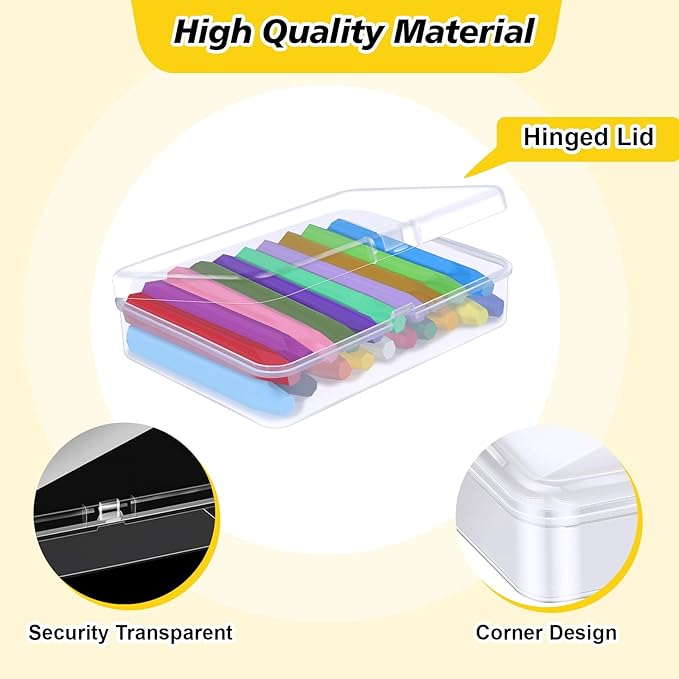 18 Pcs Plastic Crayon Box Holds 24 Crayon With Hinged Lid, Clear Crayon Organizer Crayon Holder Case Crayon Storage Containers for Art Crafts School Classroom Supplies (18)