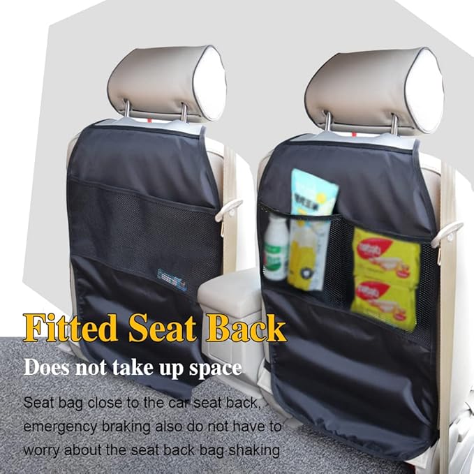 deemars Car Back Seat Protector for Kids, Car Backseat Organizer, Waterproof Seat Back Protector with Storage Pockets, Premium Oxford Fabric Kick Mats Protect from Dirt, Mud Universal for Most Cars