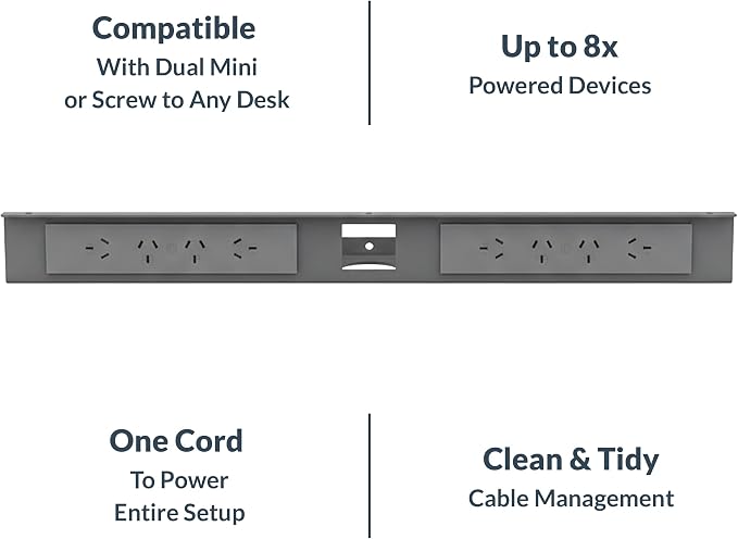 Desky Mini Cable Tray – Under Desk Wire Organizer with Mounting Screws, Compact Metal Cable Management Tray for Office Desks – White
