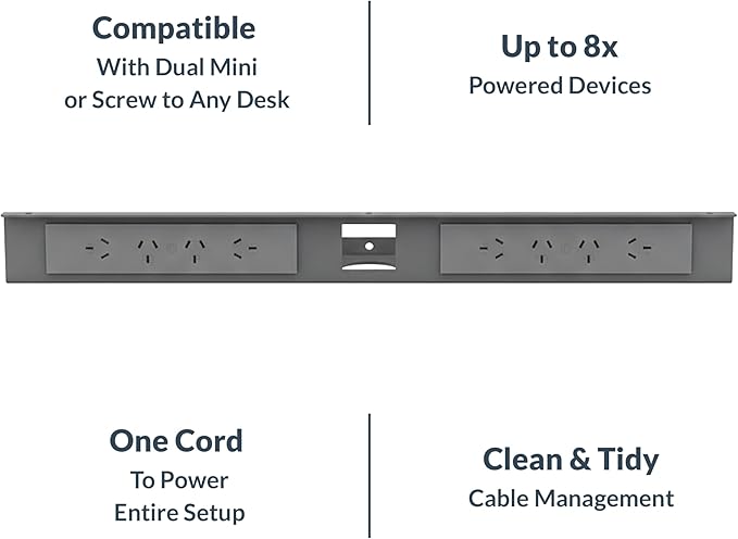 Desky Mini Cable Tray – Under Desk Wire Organizer with Mounting Screws, Compact Metal Cable Management Tray for Office Desks – Grey