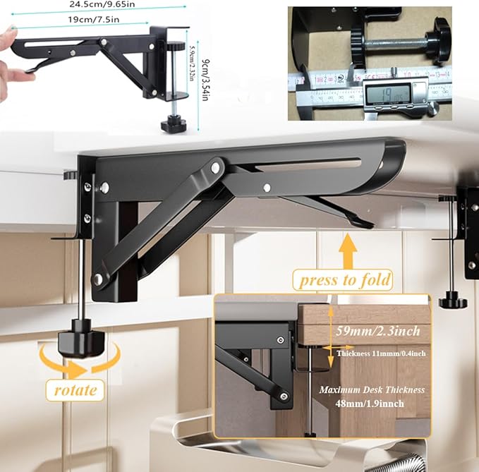 Under Desk Keyboard Tray Support Bracket Adjustable Desktop Extension Board Stand Clamp-on Keyboard Holder Arm Rest Tray Extension Plate Support Rack for Desk, NO Board/Tray, 1 Set (Style01)