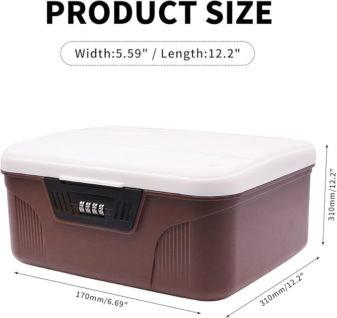 RUIAN 4.2 Gallon Lockable Storage Container Bin, Portable Lock Box with Combination, Versatile Password Organize Locking for Home Office Travel Business(Brown)