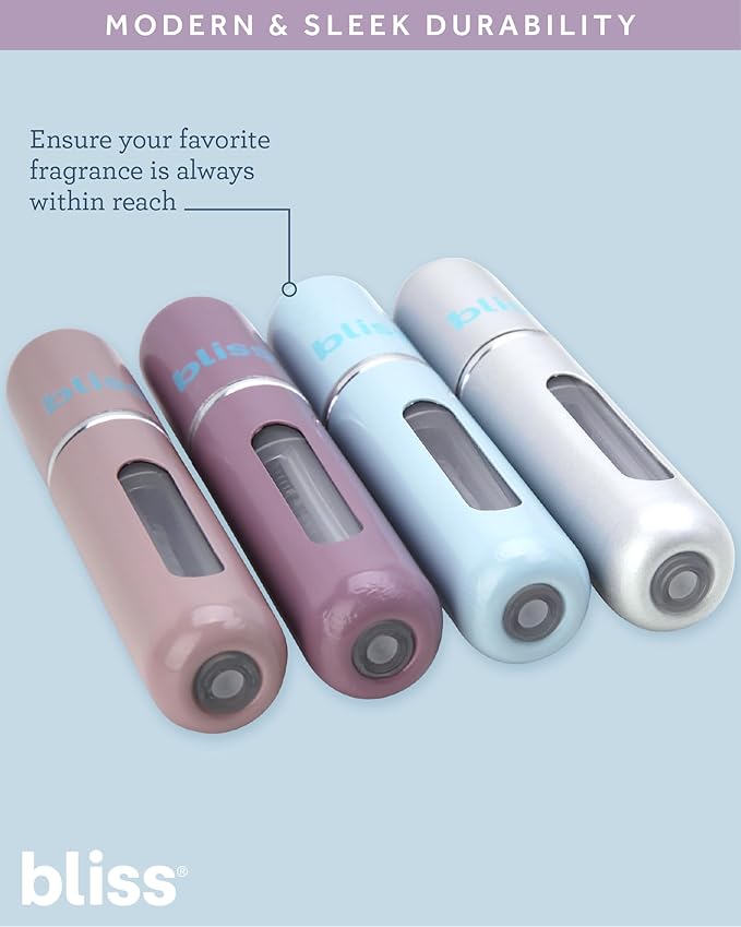 Bliss Atomizer Spray Bottle Set - 4 Pack TSA-Approved Leak Proof Refillable Small Travel Spray Bottle and Perfume Atomizer, Size One Size, Multicolor
