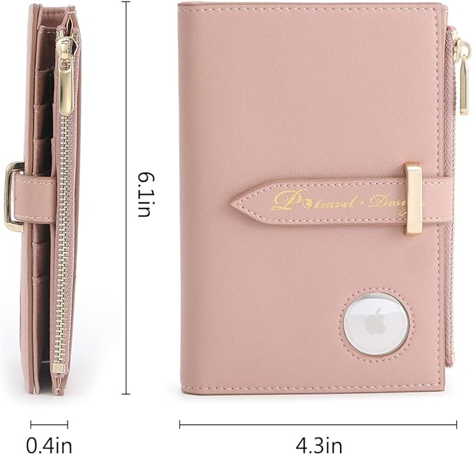 VanFn Airtag Passport Holder, RFID Travel Passport Wallet, Family Passport Holder, Ladies Bifold Air Tag Wallets, Slim Leather Credit Card Wallet For Women, Trip Document Organizer P.Travel Series