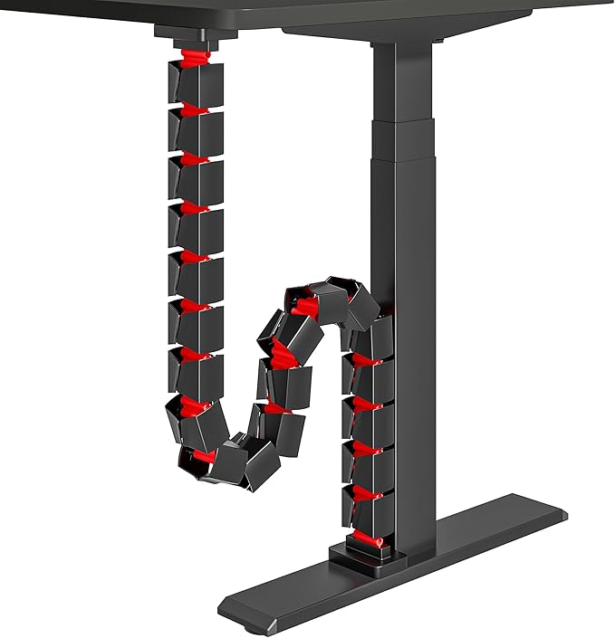 ARES WING Under Desk Cable Management Spine, Magnetic Vertebrae Cable Management for Standing Desk, Length Adjustable Cord Organizer with 20 Modular Vertebrae for Office and Gaming Desks, Red