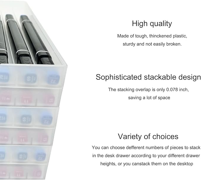 Desk Drawer Organizer, Pen Holder Tray Pen Storage with Fountain Pen, Pencil, Marker, Crayon, Chalk, Nail Art Tools for Office, Craft Room - 4Pack