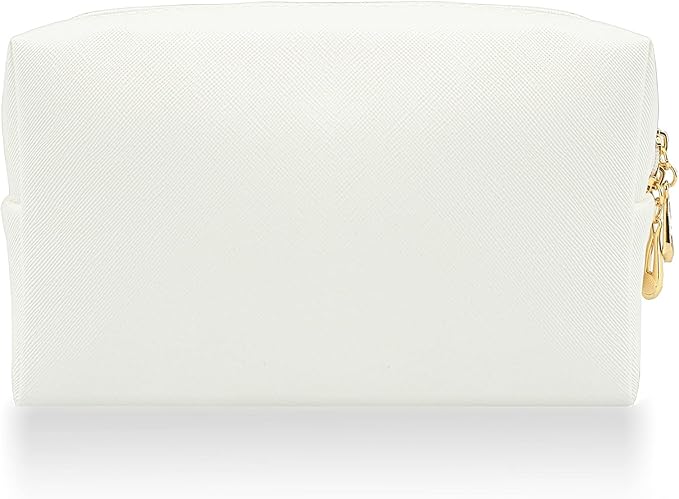 Small Makeup Bag Portable Cosmetic Bag for Women Makeup Pouch Waterproof Toiletry Bag for Travel (White, Normal)