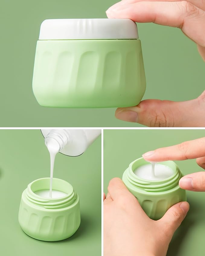 Mrsdry Travel Size Toiletries 8 Pack, TSA Approved 3oz Silicone Squeeze Bottles & Cream Jars with Clear Travel Bag