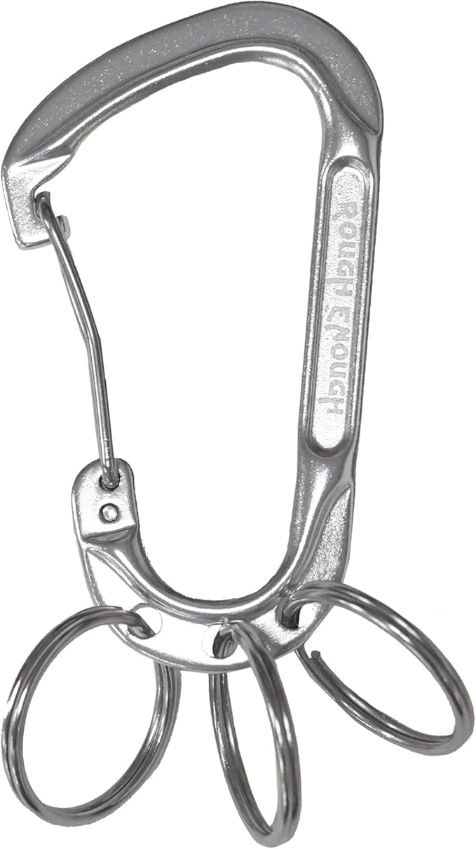 Rough Enough Carabiner Keychain Clip with Triple 3 Keyring Buckle Aluminum Alloy Metal for EDC Preppy Teens Men