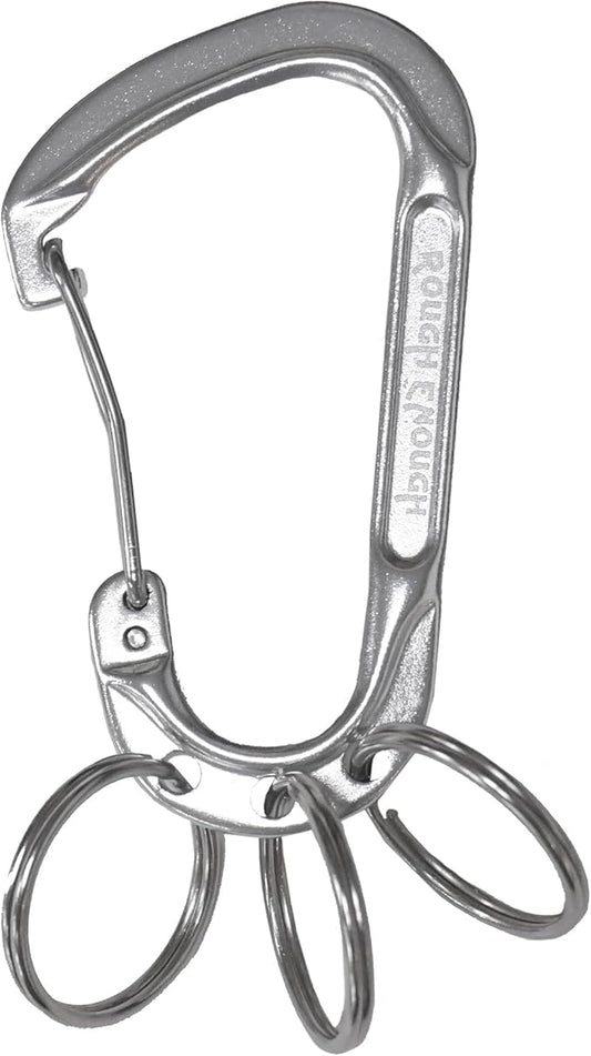 Rough Enough Carabiner Keychain Clip with Triple 3 Keyring Buckle Aluminum Alloy Metal for EDC Preppy Teens Men