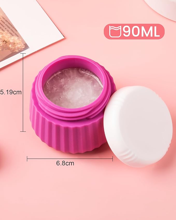 Mrsdry 4 Pack Travel Size Silicone Jars, TSA Approved, Leak Proof, Bright Colors, 90ml Each, Cylindrical, With Clear Bag