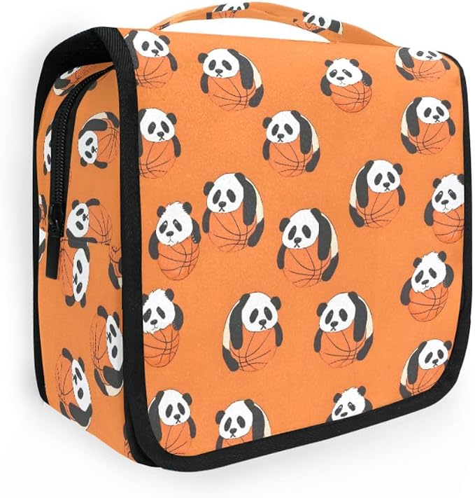 senya Hanging Travel Toiletry Bag Panda Basketball Seamless Kit Makeup Case Cosmetics Organizer for Men Women