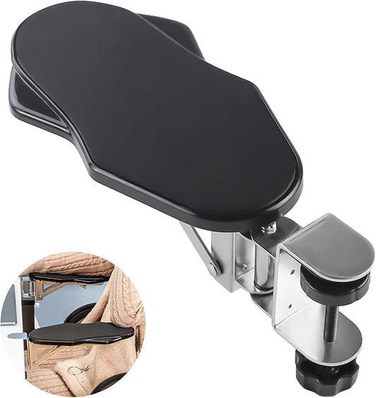 Arm Rest for Desk, Ergonomic Foldable Elbow Rest for Computer Desk, Adjustable Rotating Desk Extender Tray, Mouse Arm Bracket for Couch Keyboards Office Chair Car Massage Table (Black)