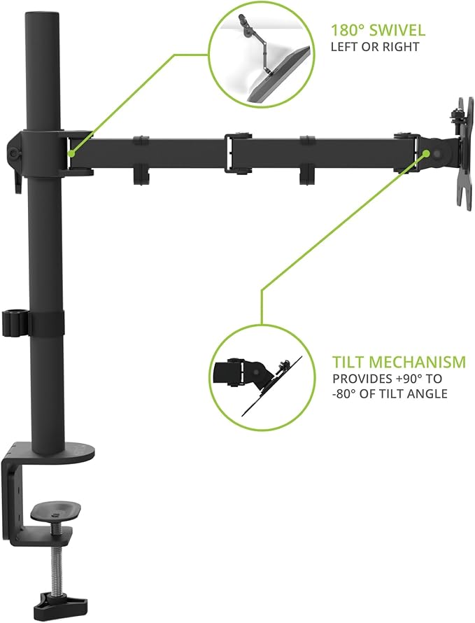 Kanto DML1000 Height Adjustable Desktop ARM Single Monitor Stand