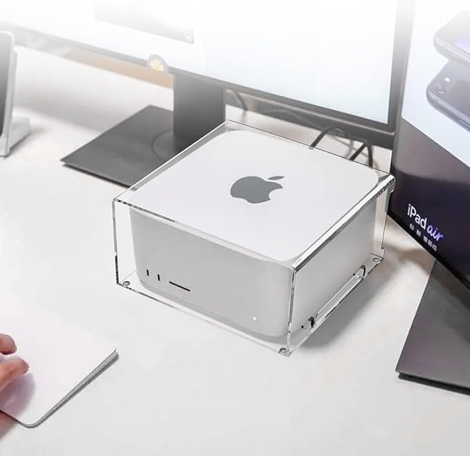 Acrylic Desktop Stand for Apple Mac Studio, Stand Holder Compatible with Mac Studio M4/M2/M1 Max, Mac Studio M3/M2/M1 Ultra, Mac mini M1 M2 M2 Pro 2010-2023 (Clear)