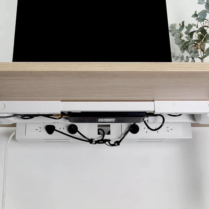 Desky Mini Cable Tray – Under Desk Wire Organizer with Mounting Screws, Compact Metal Cable Management Tray for Office Desks – Grey