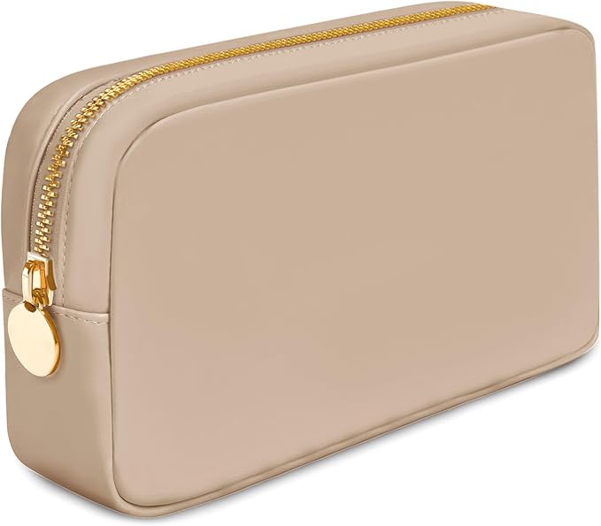 DANCOUR Nylon Makeup Bags for Women Large Preppy Travel Toiletry Pouch Cosmetic Bag Makeup Organizer