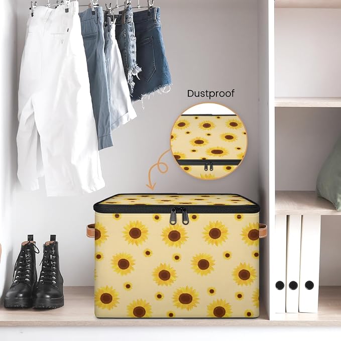 Flower Storage Basket for Bedroom Kitchen Bathroom Storage Bins with Lids Collapsible Toy Cube Storage Organizer for Kid Teen Women Men