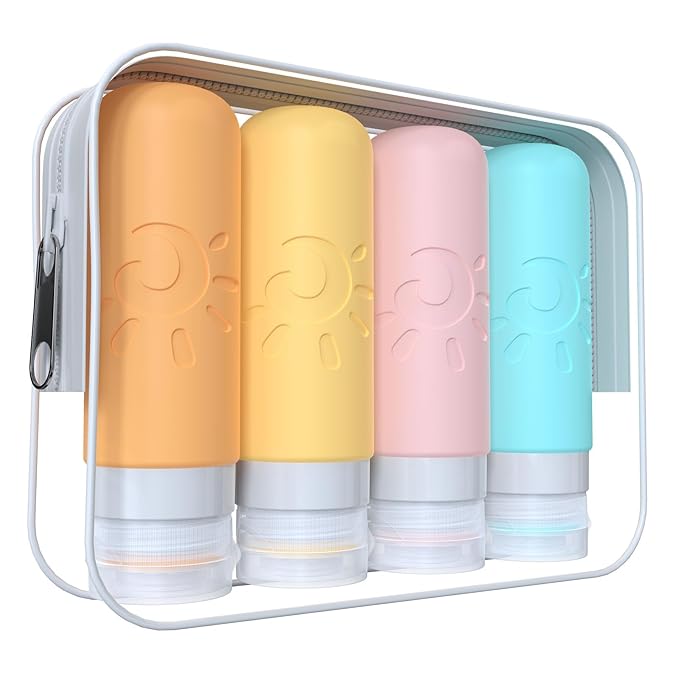 Zafit Travel Bottles - TSA Approved 3oz Leak Proof Containers for Toiletries (Multicolored)