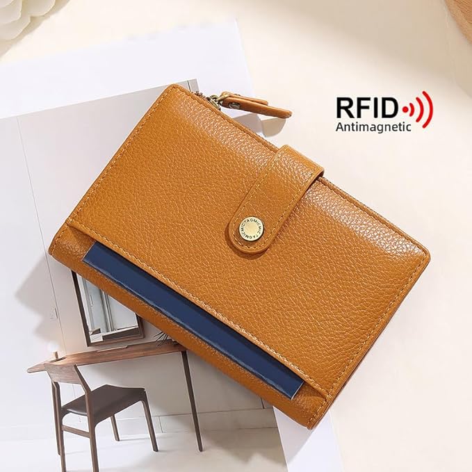 Slim RFID Blocking Passport Holder Wallet,PU Leather Travel Card Organizer,Lightweight Passport Case for Women Men (Yellow)