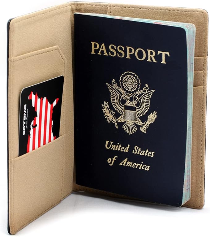 Leather Passport and Credit Card Holder RFID Blocking Bifold Travel Wallet … (USA_PINK)
