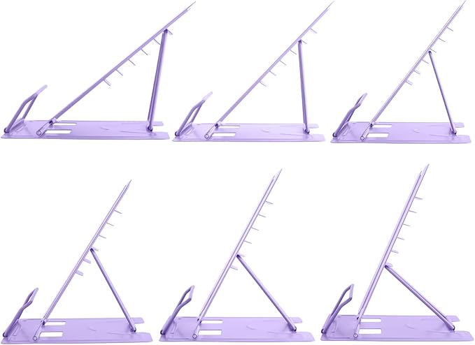Honagu Metal Desk Book Holder, Hands Free Adjustable Cookbook & Document Holder, Portable Bookstand for Music Books, Textbooks, Recipes, Tablets & iPads (Purple)