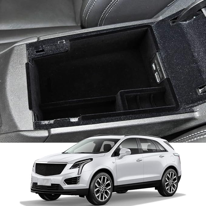 Center Console Organizer Armrest Storage Tray Compatible with Cadillac XT5 Accessories 2023 2022 2021 2020 Flocking Interior Armrest Insert Tray