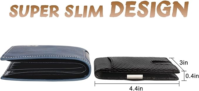 kullder Mens Custom Wallet Slim Engraved Wallets with Clip Personalized Gifts for Him RFID Blocking Bifold Pocket Wallet Card Holder for Men Huaband Boyfriend Dad Son Gift for Men