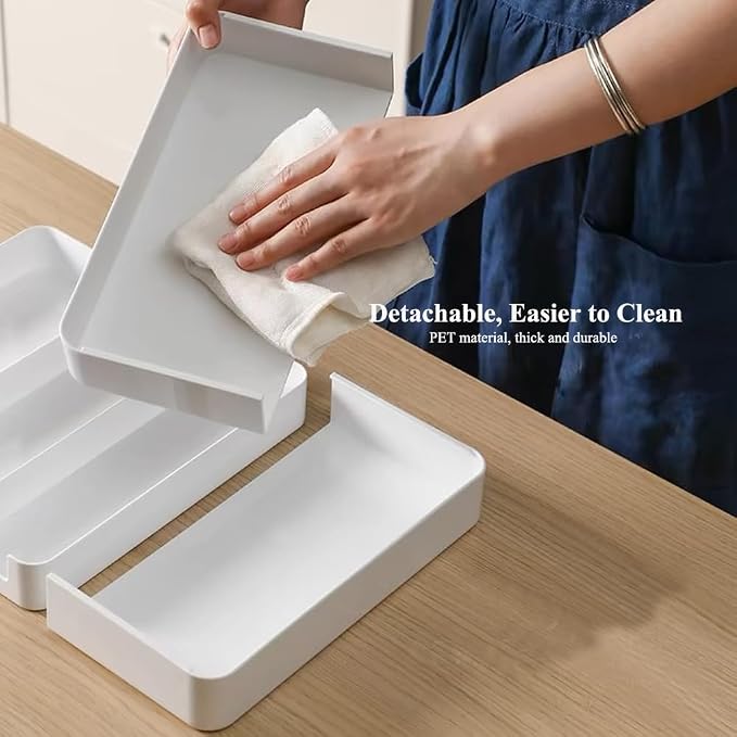 2 Pack Shallow Drawer Organizer (1.57" H), Modular Expandable Desk Dividers (Width 10.6"-17.9" OR Length 16.1"), Detachable Trays for Office Stationery, Makeup, Kitchen, White