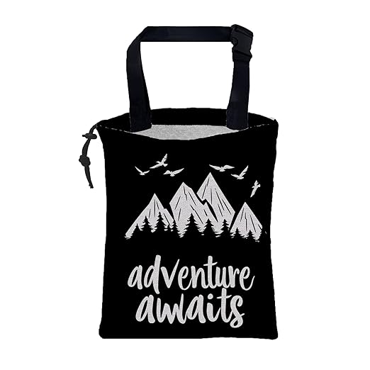Adventure Awaits Car Garbage Bag Mountain and Bird Hanging Canvas Car Trash Bag Drawstring Car Back Seat Organizer for Car Back Front Seat Console with Adjustable Buckle