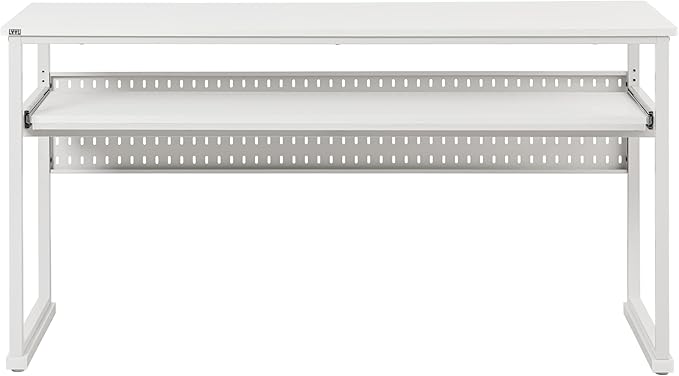 Music Studio Desk with Keyboard Tray and Height Adjustment Bracket, for Full 88 Keys (Music Producer Desk)(White, 88 Keys)