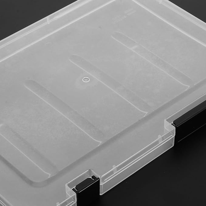 WOONEKY A5 Plastic Document Organizer Box with Lid Portable Paper Storage Container for Office File and Scrapbook Paper Filing, Dustproof Project Case for Desktop and Travel