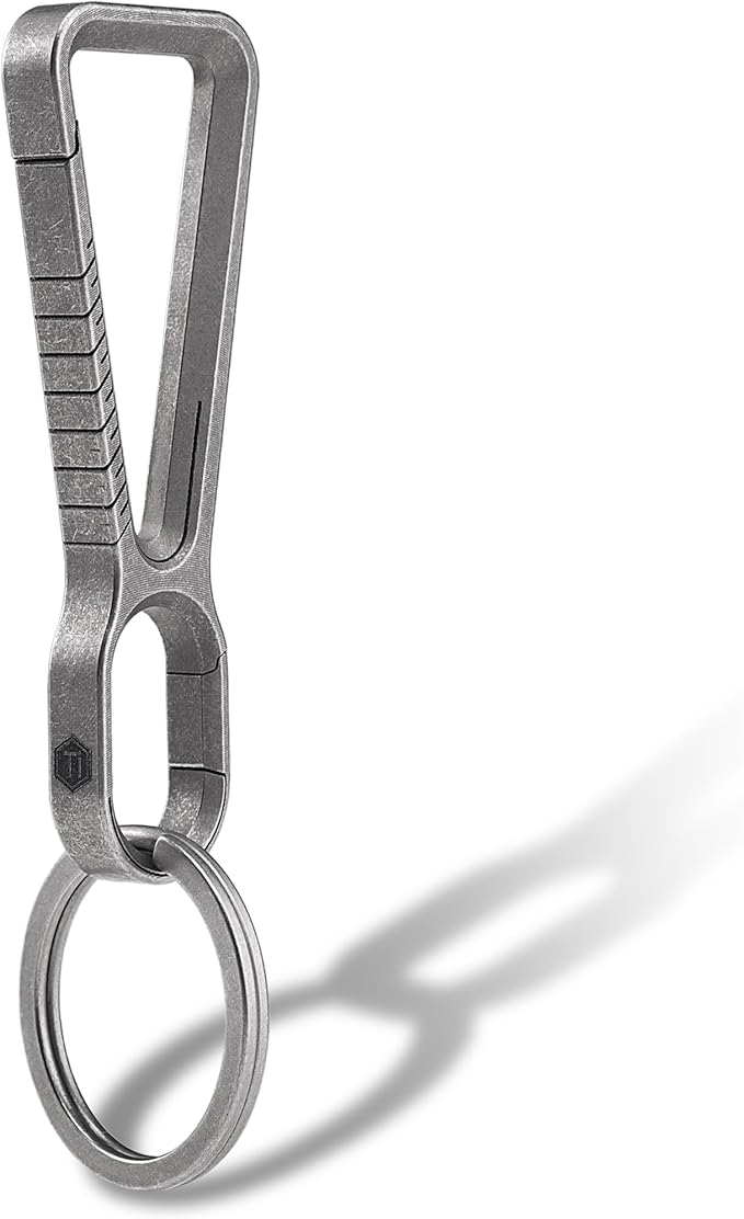 KeyUnity KM01 Titanium EDC Keychain Clip with Bottle Opener, Quick Release Carabiner Key Ring Holder for Men