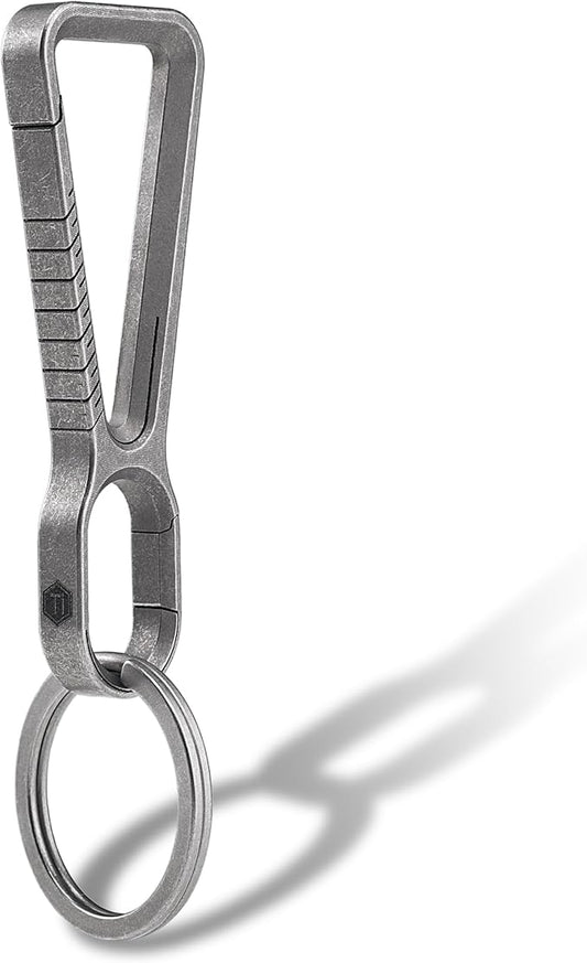 KeyUnity KM01 Titanium EDC Keychain Clip with Bottle Opener, Quick Release Carabiner Key Ring Holder for Men