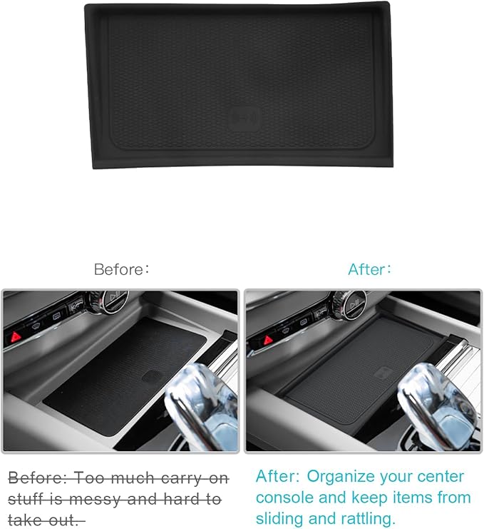 CDEFG for 2026 Volvo XC60 Center Console Organizer for 2026 Volvo XC60 Accessories Middle Console Organizer Armrest Storage Box Wireless Charging Cover