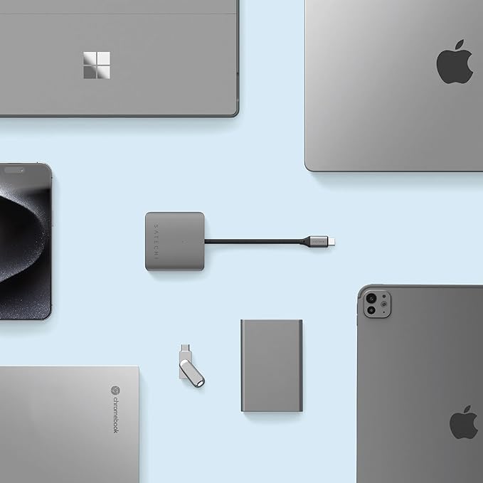 Satechi USB-C Hub: 4-in-1 with 100W Pass-Through & 10Gbps USB 3.2 for MacBook, iPad, Surface, Chromebook & More