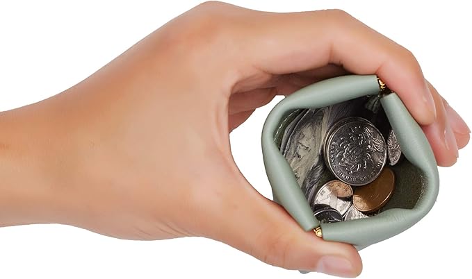 Travelambo Leather Squeeze Coin Purse Pouch Change Holder For Men & Women