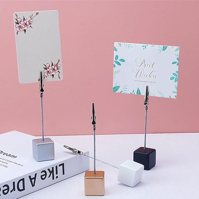 4 Pcs Memo Clip Holders Stand with Alligator Clasp Pictures Card Paper Note Clip for Office Home Use, Paper Stand for Desk, Office Memo Holders