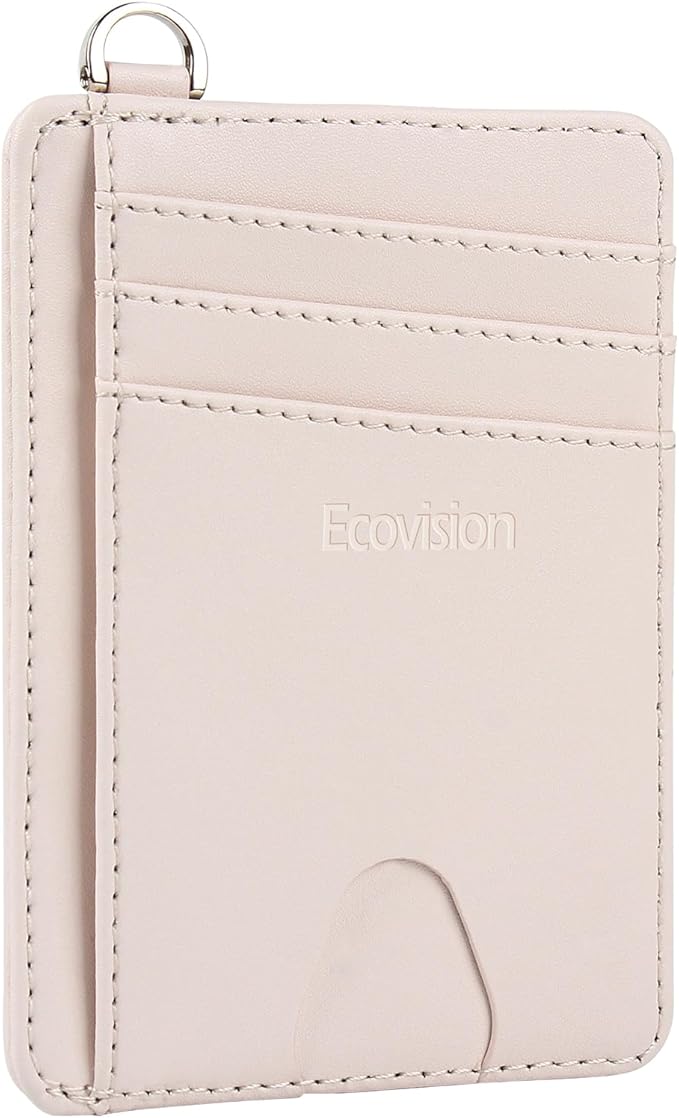 EcoVision Slim Minimalist Front Pocket Wallet, RFID Blocking Credit Card Holder Wallet with Detachable D-Shackle for Men Women