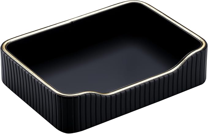 KINGFOM Prefume Tray, PU Leather Valet Tray Nightstand Organizer Perfume Trays for Men Women, Table Centerpieces Decorative Vanity Trays, Desk Organizer Tray for Key Jewelry Cosmetics (Black)