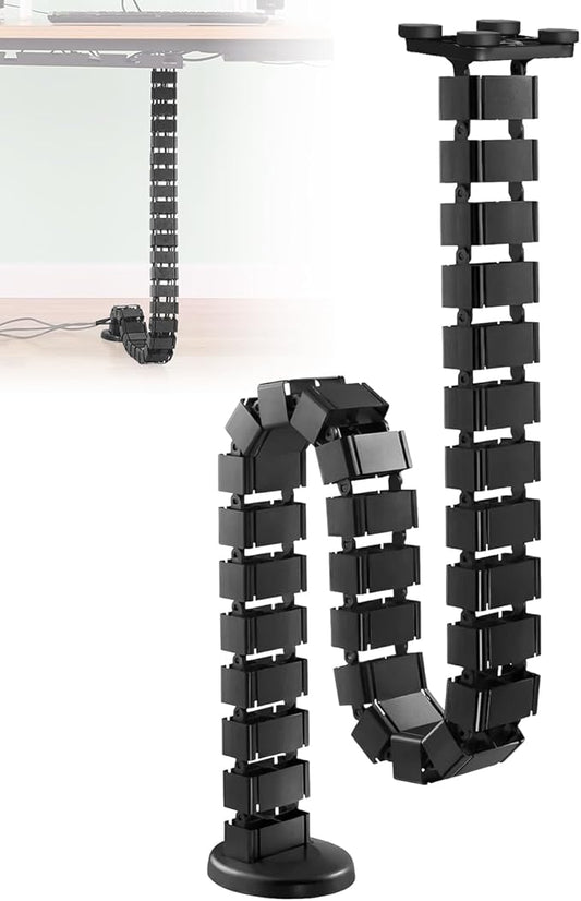 Under Desk Vertebrae Cable Management Fit for Sit Stand Desk, Chain Raceway Cable Management, Magnetic Flexible Wire Spine Adjustable Length, Black